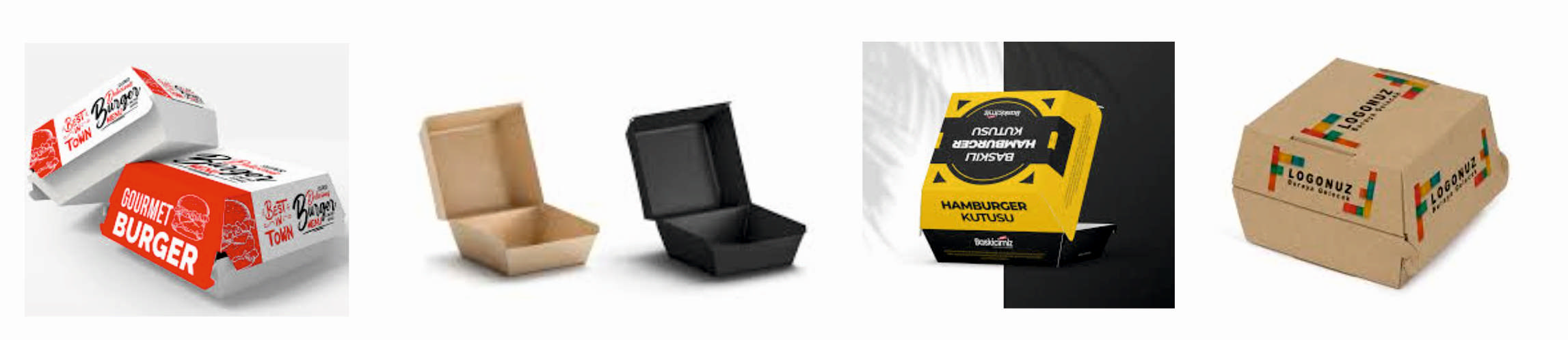 ÖZEL FİRMA BASKILI HAMBURGER KUTUSU. BÜYÜK BOY 12X12X8 CM